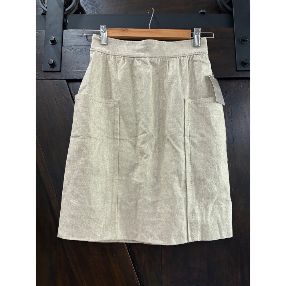 Anthropologie Cartonnier Gold Metallic Linen Mini Skirt Size 0 NWT - Picture 3 of 8